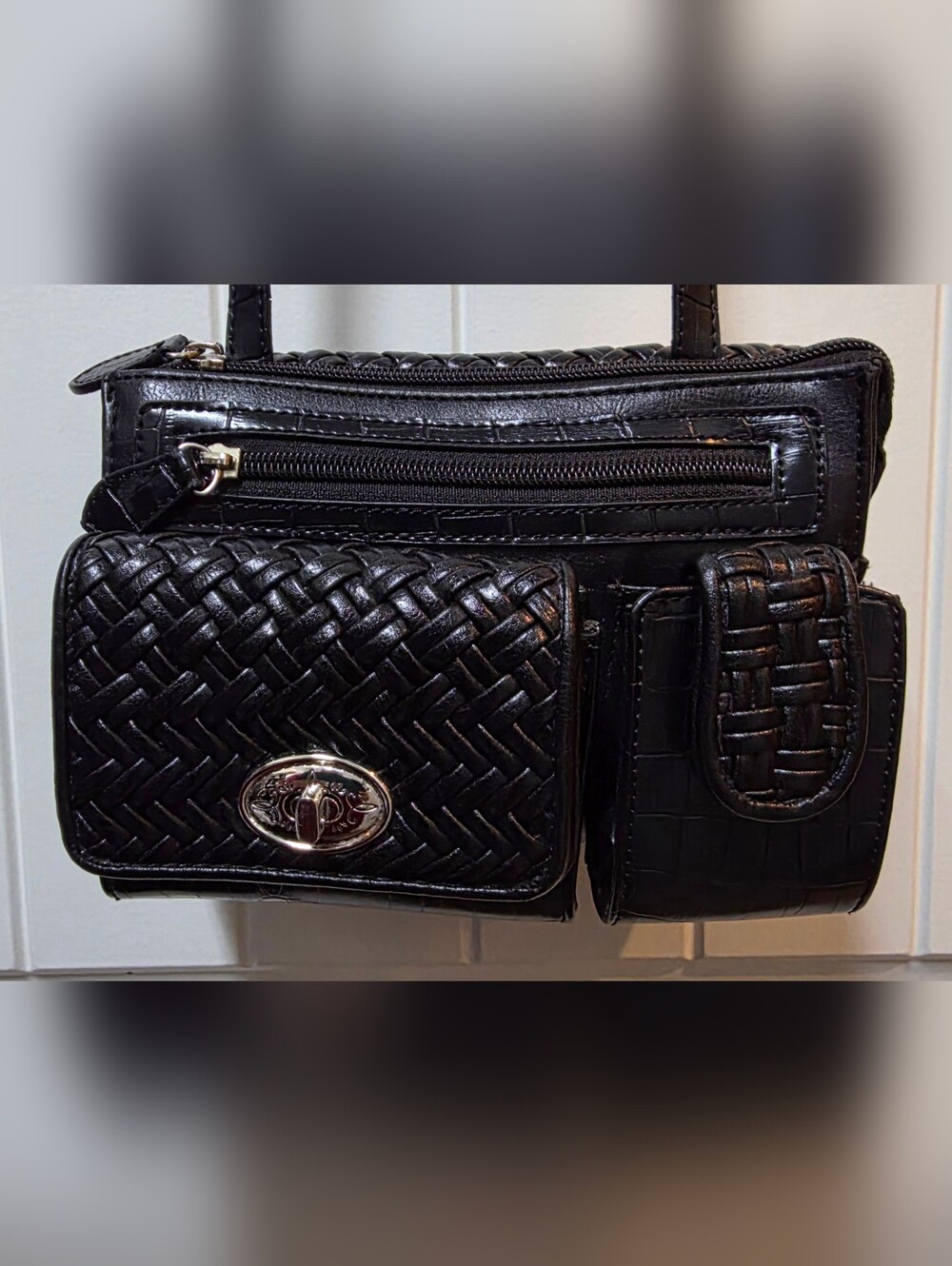 Coldwater Creek Vintage Woven Vegan Leather Crossbody Organizer SALE SALE SALE